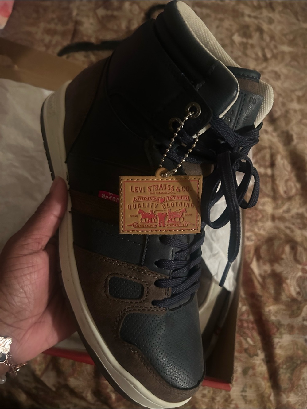 Levi's Men's Navy and Brown High-Top Sneaker